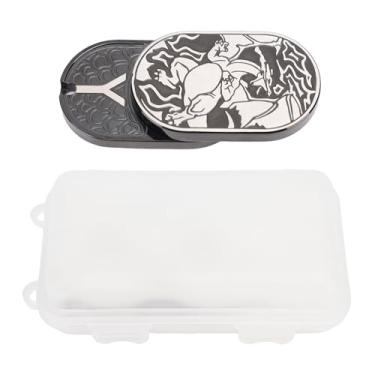 Imagem de CUOFYUNL Metal Push Card Slider Brinquedo Controle deslizante de descompressão de aço inoxidável com orifício para cordão para crianças e adultos Gravado Padrão com armazenamento