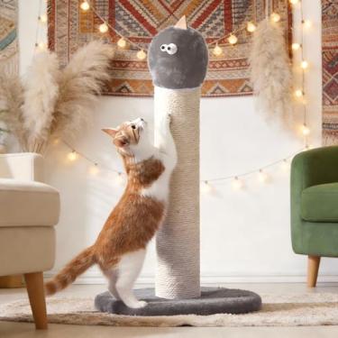 Imagem de Fansafurn Poste arranhador para gatos, torre de árvore para arranhadores de gatos de 55 cm, com base estável extra larga de 30 cm, poste para arranhar com sisal natural e tecido de pelúcia curto para