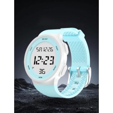 Imagem de Relógio digital WatWomen Ches Sports, impermeável, versátil, relógio de pulso com visor digital com luz noturna LED, alarme de data, cronômetro para homens e mulheres, Azul 1