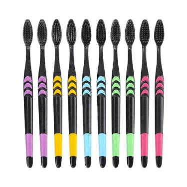 Imagem de Escova De Dentes Manual De Carvão De Bambu Com Cerdas Ultrafinas Preta