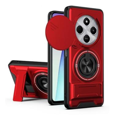 Imagem de SORAKA Capa para Xiaomi Redmi 14C 4G com suporte,proteção de lente com janela e capa dupla de PC e TPU compatível com suporte magnético para carro