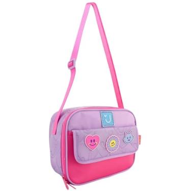 Imagem de Juju Lancheira Térmica Infantil com Alça Regulável, Bolso Frontal, Material Escolar Reforçado, Design Colorido P/Meninas, Passeio Viagem, Alça Confortável (Lilás)