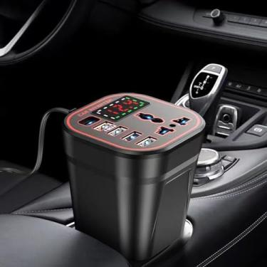 Imagem de Inversor de energia de 200 W, 12 V/24 V CC para 110 V AC adaptador de tomada de carro conversor de tomada com [18W USB-C]/carregador de carro para laptop