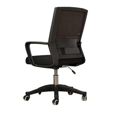 Imagem de Cadeira de escritório ajustável, cadeira ergonômica de trabalho giratória, de malha no meio das costas, suporte lombar confortável para casa, quarto, estudo, dormitório, estudante (preto)
