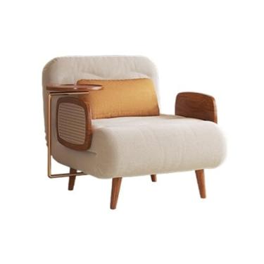 Imagem de KHUTRW3D Sofá-cama dobrável de madeira moderna, multifuncional vintage com bandeja, encosto ajustável de 5 velocidades, adequado para sala de estar, espaço compacto, cadeira de dormir de escritório