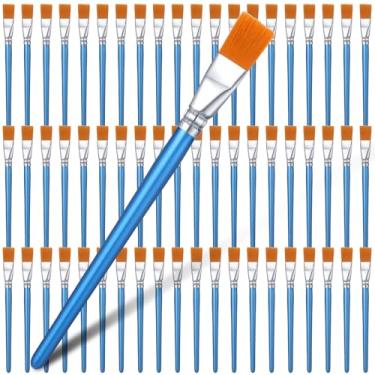 Imagem de 60 pincéis de tinta acrílica, pincéis planos de 0,87 polegadas para pintura acrílica – Pincel de artista profissional com alças de madeira para aquarela, óleo facial, arte corporal, artesanato