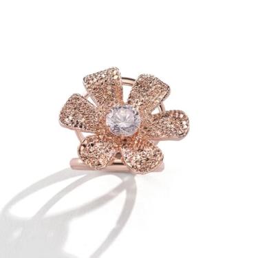 Imagem de Lenço de seda com textura margarida broche para mulheres metal moda brilhante CZ cristal flor floral xale cachecóis fivela fecho clipe declaração anéis broches elegantes acessórios de vestido de