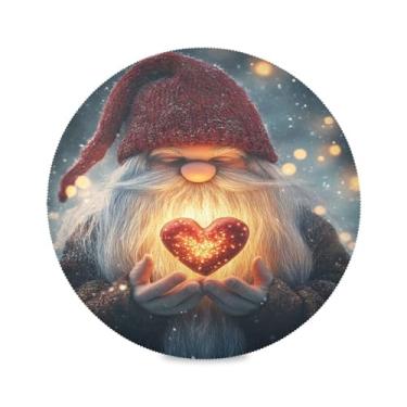 Imagem de STAYTOP Jogo americano redondo de gnomo fofo de Natal 6 peças, tapetes de mesa antiderrapantes fáceis de limpar para decoração de mesa de festa de churrasco em casa