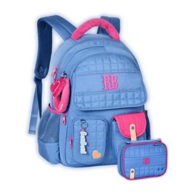 Imagem de Kit Mochila Rebecca Bonbon Costas Pelucia Matelassê E Estojo, Azul