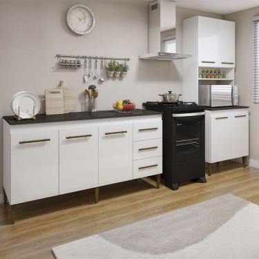 Imagem de Cozinha Completa Guarujá 7 Portas 3 Gavetas Kaiki Móveis Branco