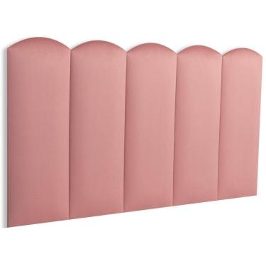 Imagem de Cabeceira Solteiro Kit 5 Placas Modelo Nuvem - Suede Rosê