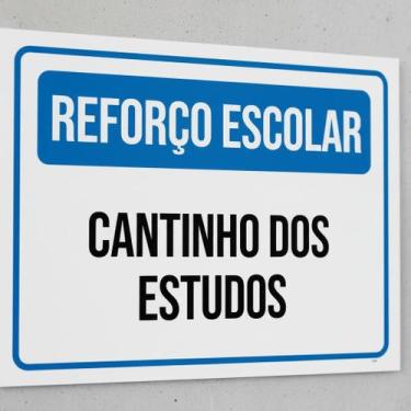 Imagem de Placa Acm Reforço Escolar Cantinho Estudos 18X23 - Sinalizo