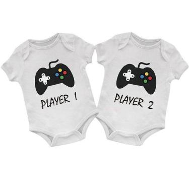 Imagem de Body Bebê Gêmeos Player 1 e Player 2 - Starnerd