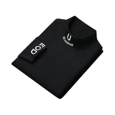 Imagem de Camiseta De Manga Longa Com Gola Alta Para Homens, Moda De Outono, Sué