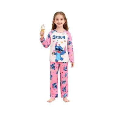 Imagem de Conjunto De Pijamas De Manga Longa Lilo E Stitch Para Meninas, Roupas 