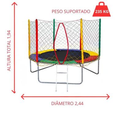 Imagem de Cama elástica 2,44 premium suporta 165 kg - TRAMPOLIM