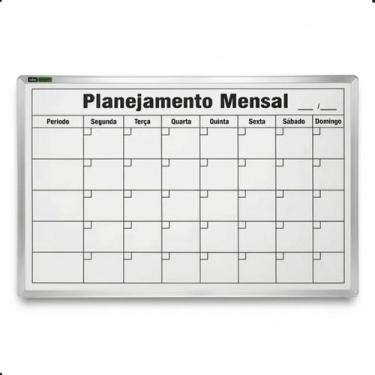 Imagem de Quadro Lousa Planejamento Mensal Agenda 90x60cm Com Moldura de Alumíni