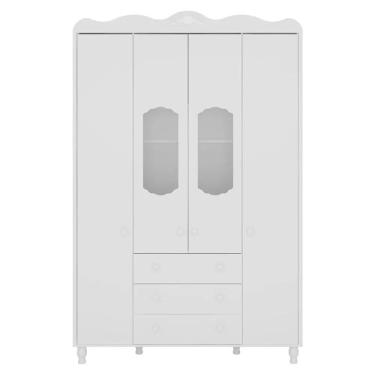 Imagem de Guarda Roupa de Bebê Sonhare Fiorello 4 Portas e 3 Gavetas - Branco Acetinado