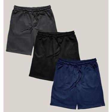 Imagem de Kit 3 Bermuda Masculina Moletom WSS Basic Preto, Cinza e Azul-Masculino