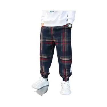 Imagem de Calças De Moletom De Algodão Xadrez Para Meninos, Moda 2024, Primavera