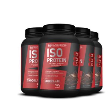 Imagem de 4x whey isolado protein chocolate 900g hf suplementos - HF SUPLEMENTS