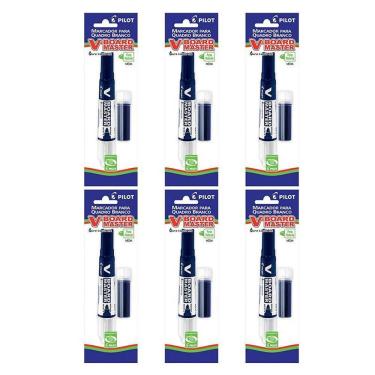 Imagem de Pincel para Quadro Branco Recarregável Desmontado Board Master Azul 6 Unidades - Pilot