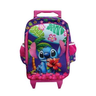 Imagem de Mochila Escolar Infantil com Rodinhas Baby Stitch Flor - GV Bolsas