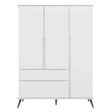 Imagem de Guarda Roupa Infantil 100% Mdf 3 Portas Pés Retrô Mel Z39 Branco - Mpo