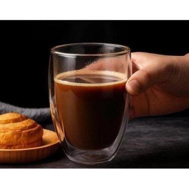 Imagem de Conjunto 2 Copos Vidro Dupla Parede Café Chá Cappuccino Xícara Present