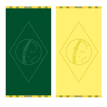 Imagem de Kit 2 Toalhas de Banho Praia e Piscina Bandeira do Brasil Buettner Jacquard Relevo cor Amarelo e Verde