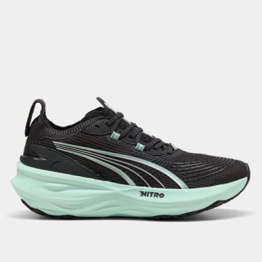 Imagem de Tênis Puma Forever Run Nitro 2 Feminino, Preto, Verde, 35