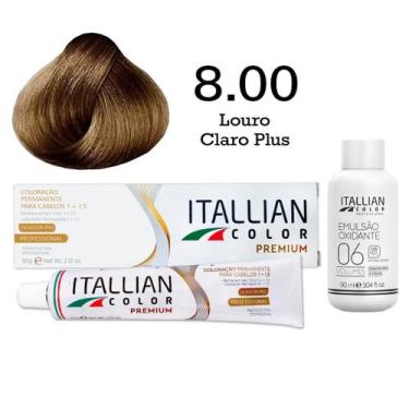 Imagem de Coloração 8.00 Louro Claro Plus + Oxi 06 Volumes 90ml  Itallian Color 