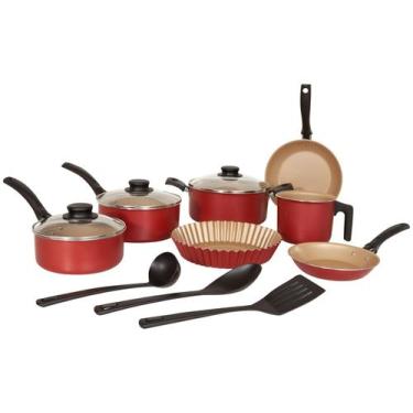 Imagem de Jogo de Panelas Tramontina Antiaderente de Alumínio Vermelho 10 Peças 