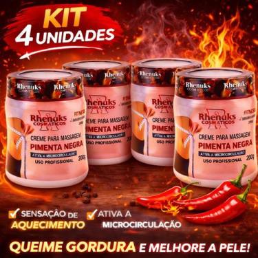 Imagem de Kit Gel Pimenta Negra Rhenuks 200g Massagem Ativa Microcirculacao e Aj