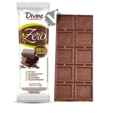 Imagem de Barra de Chocolate Divine 50% Cacau Zero Lactose Sem Açucar Diet 20g