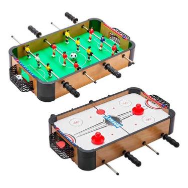 Imagem de Mini Mesa 2 Em 1 Pebolim Totó Hockey Infantil De Madeira - Dm Toys