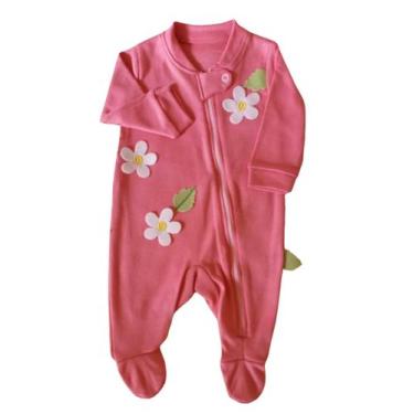 Imagem de Macacão Bebê Feminino Longo com Pezinho Margarida Fofinho, Rosa, P