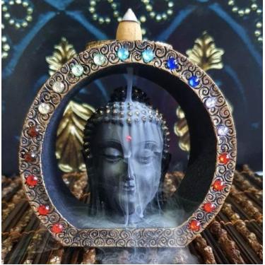 Imagem de Incensário Porta Incenso  Cascata Cabeça De Buda - Althea Arte Decor