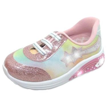 Imagem de Tênis Infantil Menina Luz Conforto Casual Estrela Molekinha, Multi col