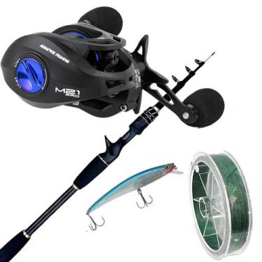 Imagem de Kit Pesca Tucunaré Carretilha M21 Slim Pro Vara Telescópica Lado:Direi