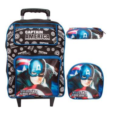 Imagem de Kit Mochila Infantil Menino Rodinha Com Lancheira Reforçada - Plike