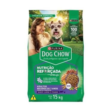 Imagem de Ração para Cães Purina Dog Chow ExtraLife - Acima de 7 Anos, Carne/Fra