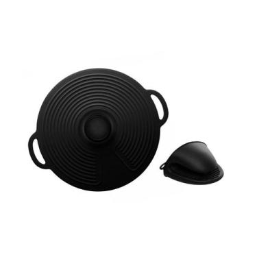 Imagem de Tampa de Panela e Pegador Luva Termica Silicone Preto - LYOR