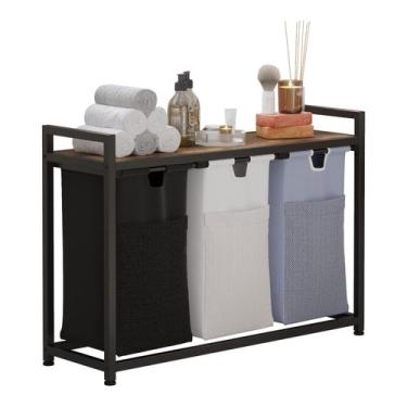Imagem de Separador de roupa suja LIVEHOM Three Laundry Cesto com sacos removíve