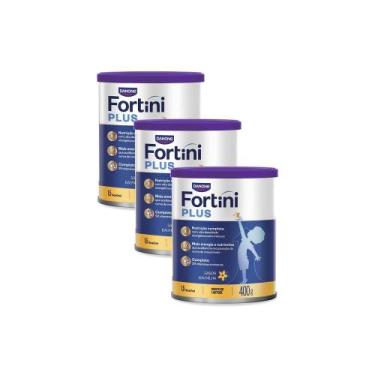 Imagem de Kit 3 Fortini Plus Baunilha Suplemento Infantil 400g