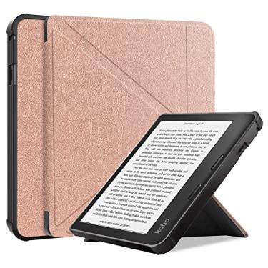 Imagem de DWaybox Capa para leitor eletrônico Kobo Sage de 20,32 cm lançado em 2021, capa traseira fosca de TPU macio, capa protetora fina inteligente com fecho magnético e função de suporte – ouro rosa