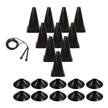 Imagem de Kit Agilidade 10 Pratos + 10 Cones Black + Corda Funcional