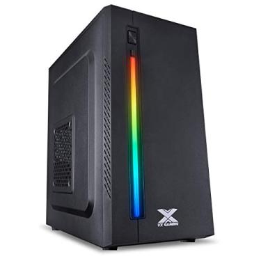 Imagem de GABINETE GAMER VX GAMING AUSTRALIS PRETO FRONTAL COM FITA LED RGB, VINIK, 32374