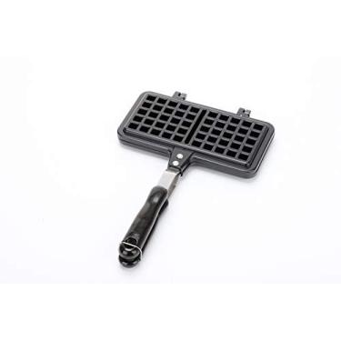 Imagem de Máquina de waffles de ferro para fogão, placas antiaderentes de enchimento profundo, revestimento de teflon para facilitar a limpeza, 2 fatias, mini assadeira de waffle para lanches e café da manhã