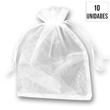 Imagem de Saquinho de Organza 13cm x 18cm - Branco - 10 unidades